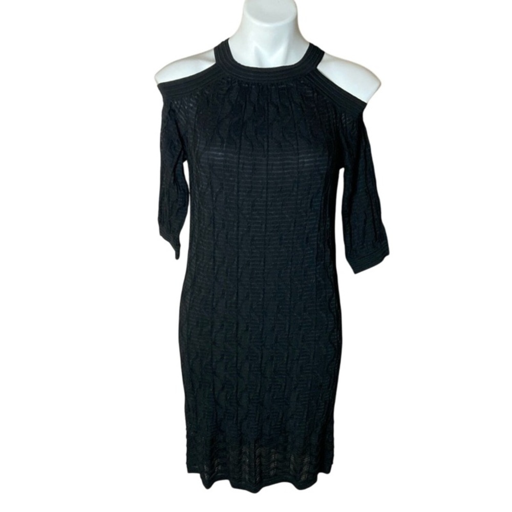 Missoni Knit Black Cold Shoulder Knee Length Dress Size 36 Size 6 Party Cocktail